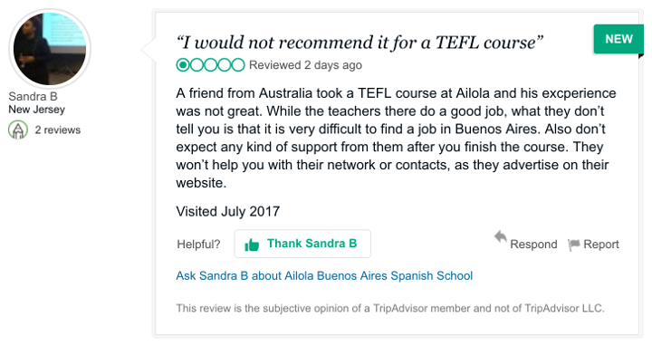 I would not recommend it for a TEFL course by Sandra B